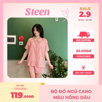 Bộ đồ ngủ hồng caro